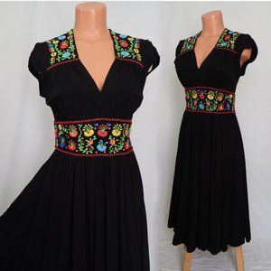 TRASHY DIVA Del Rio fiesta dress embroidered black 6 S